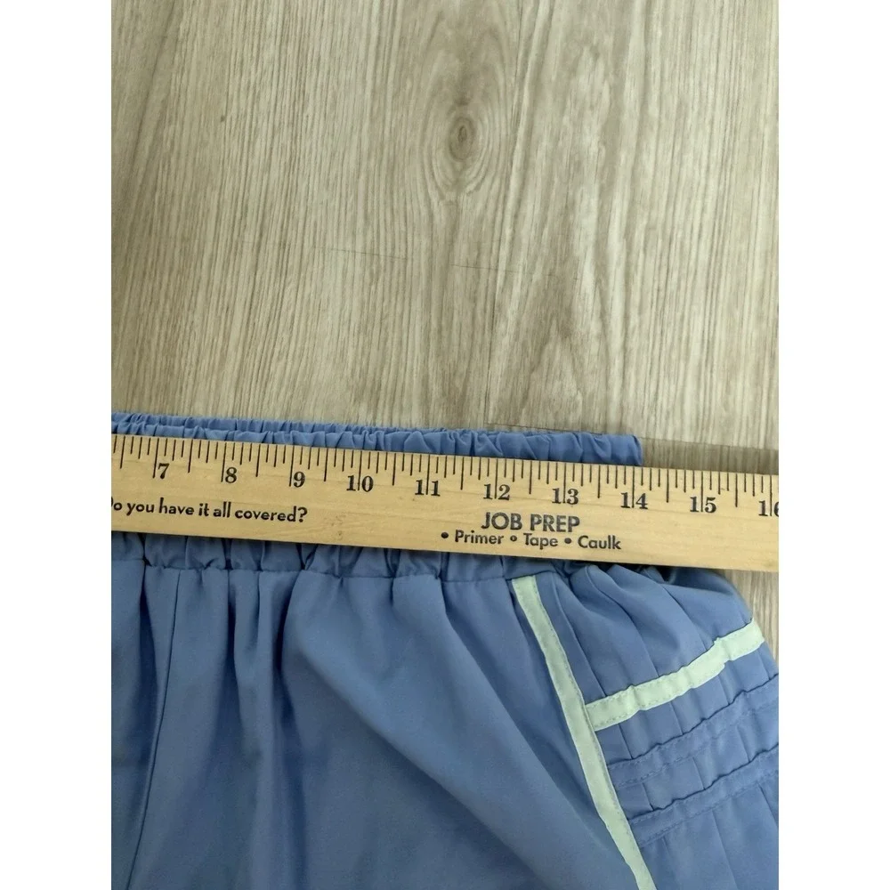 Simply Southern Blue Pleated Mint Piping Athletic High Rise Flowy Train Shorts M